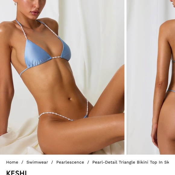 Oh Polly bikini set(KESHI
Pearl-Detail Triangle Bikini Top in Sky Blue - Picture 2 of 7